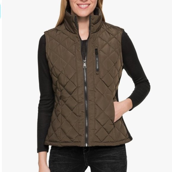 Andrew Marc Women's Quilted Vest Olive Green Size Extra Large - Picture 1 of 14